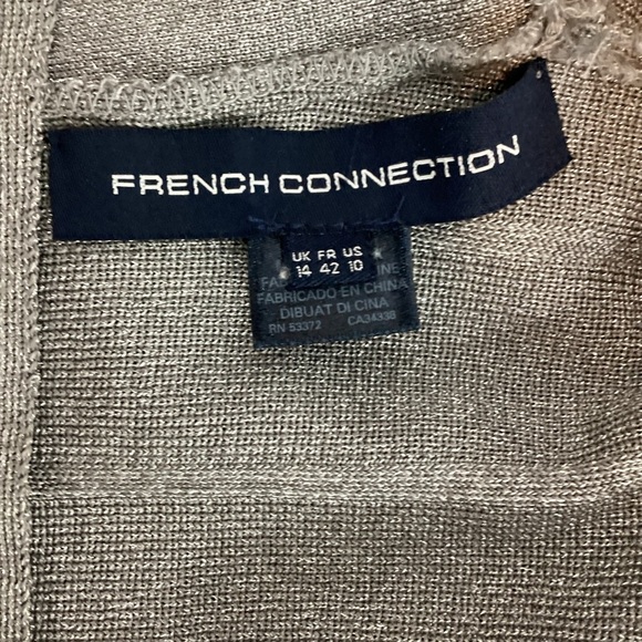 French Connection Spotlight Silver Metallic Knit Bodycon Dress Size 10 - Picture 6 of 7